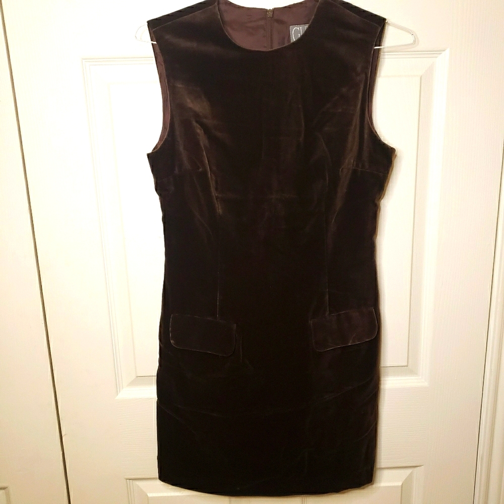 Guess velvet pocket vintage dress brown small 8